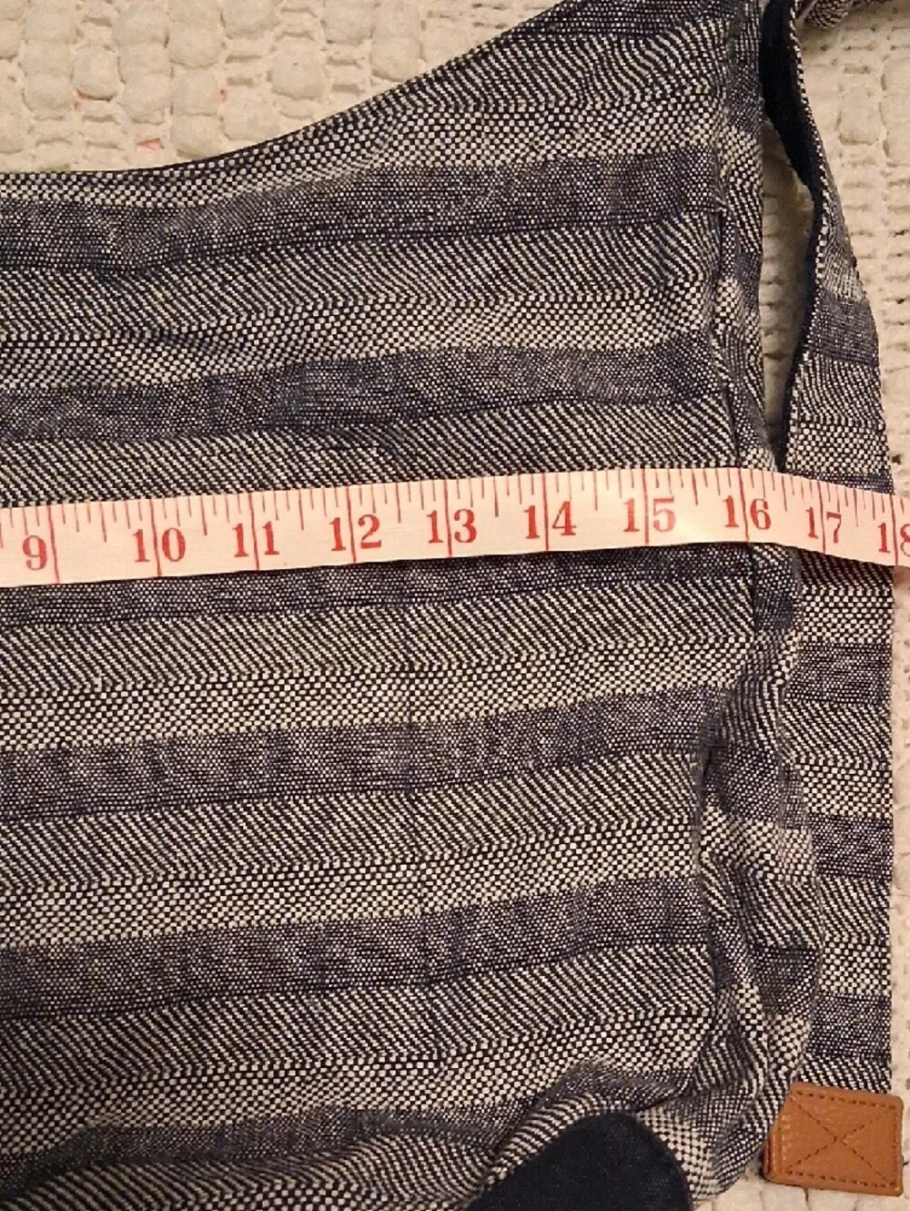 Striped Gray And Navy Cotton Messenger Bag